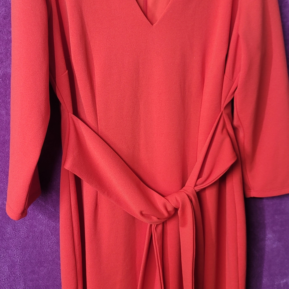 New York & Company Vibrant Orange V-Neck Dress